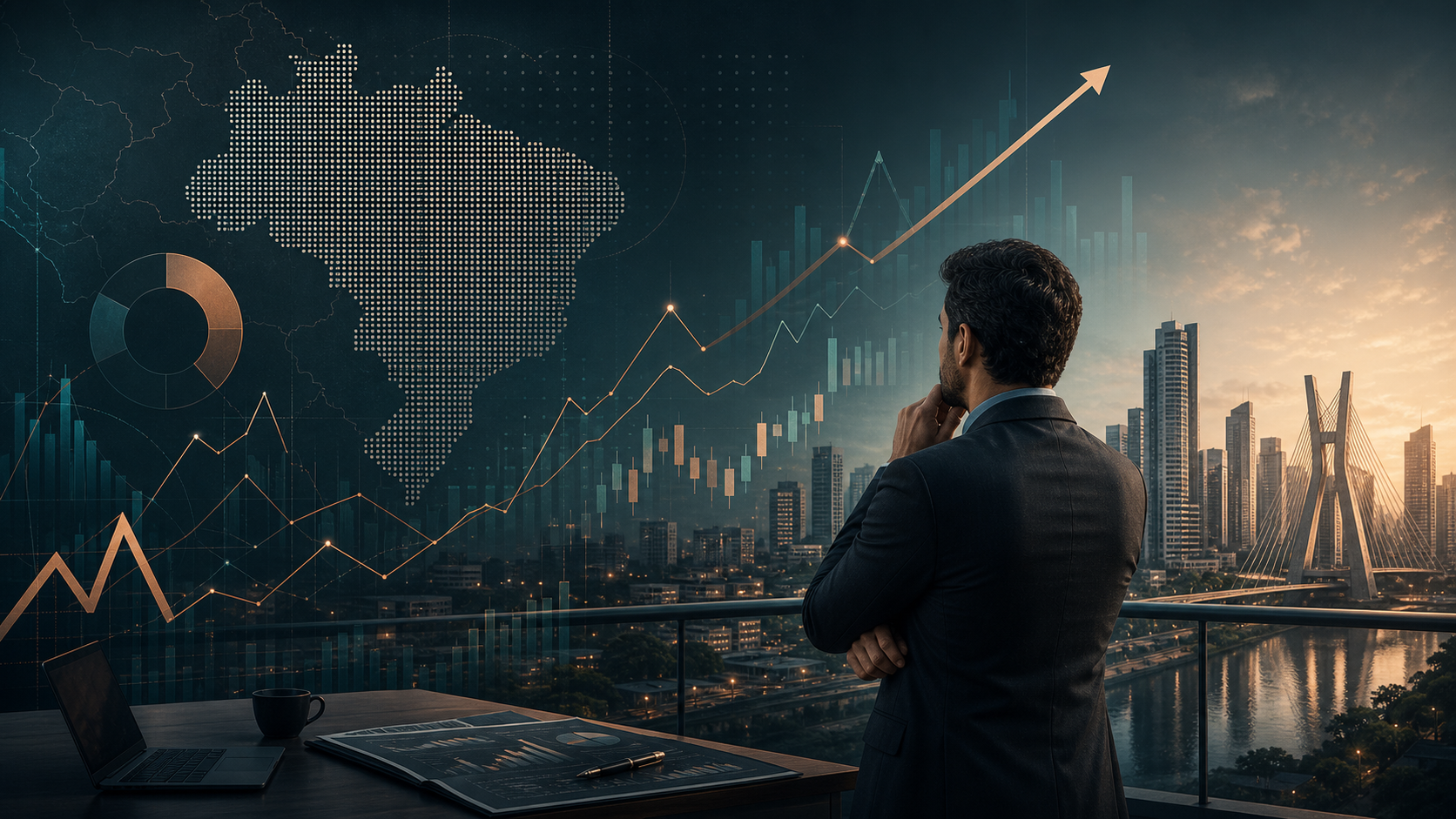 Cenário brasileiro para pequenas empresas Capa editorial sobre economia brasileira e impactos empresariais